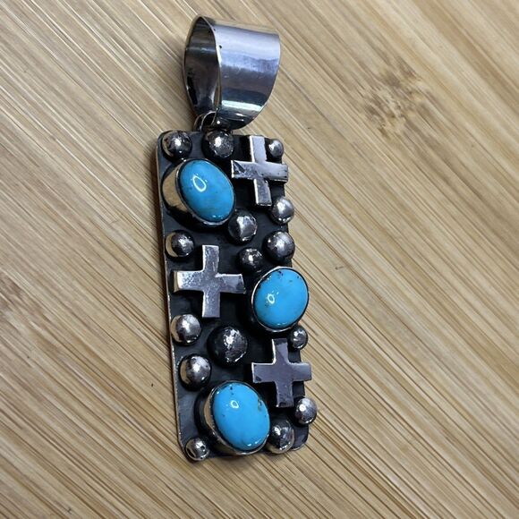 Signed- Chimney Butte Southwestern Large Sterling Silver Cross/dot Pendant - Picture 3 of 8